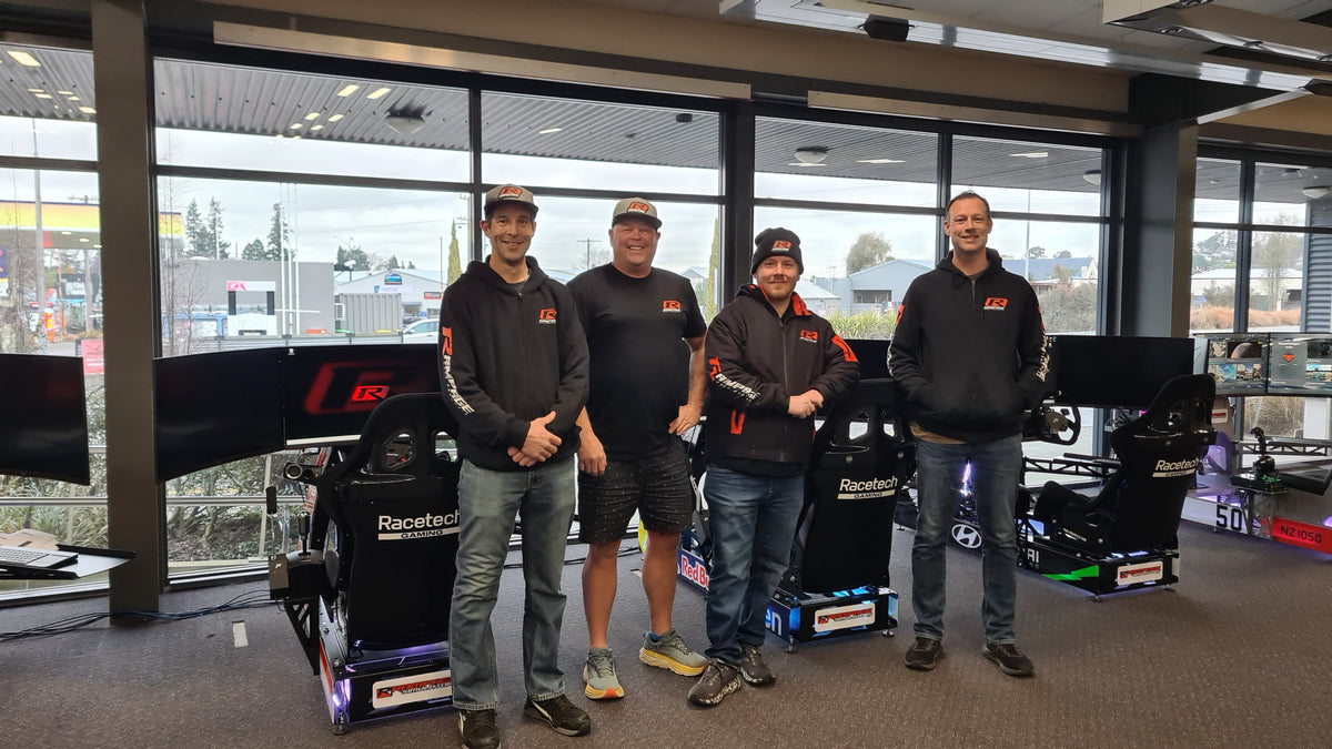 Rampage racing simulators set up at a gaming event in New Zealand