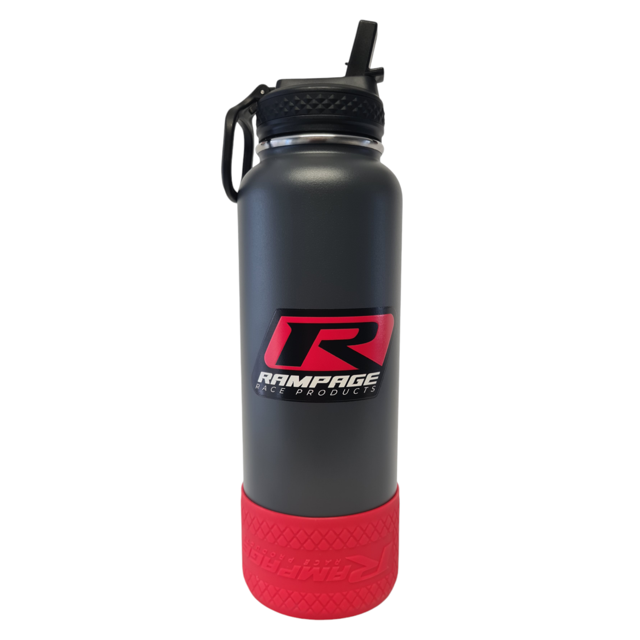 Premium RamHydrate Drink Bottle with vacuum insulation, sleek design, silicon branded base, and dual pop-top lids for easy hydration during racing or workouts, perfect for athletes and race car enthusiasts. yeti, sports water, sports water bottle, gym water bottle, hydration, best drink bottle