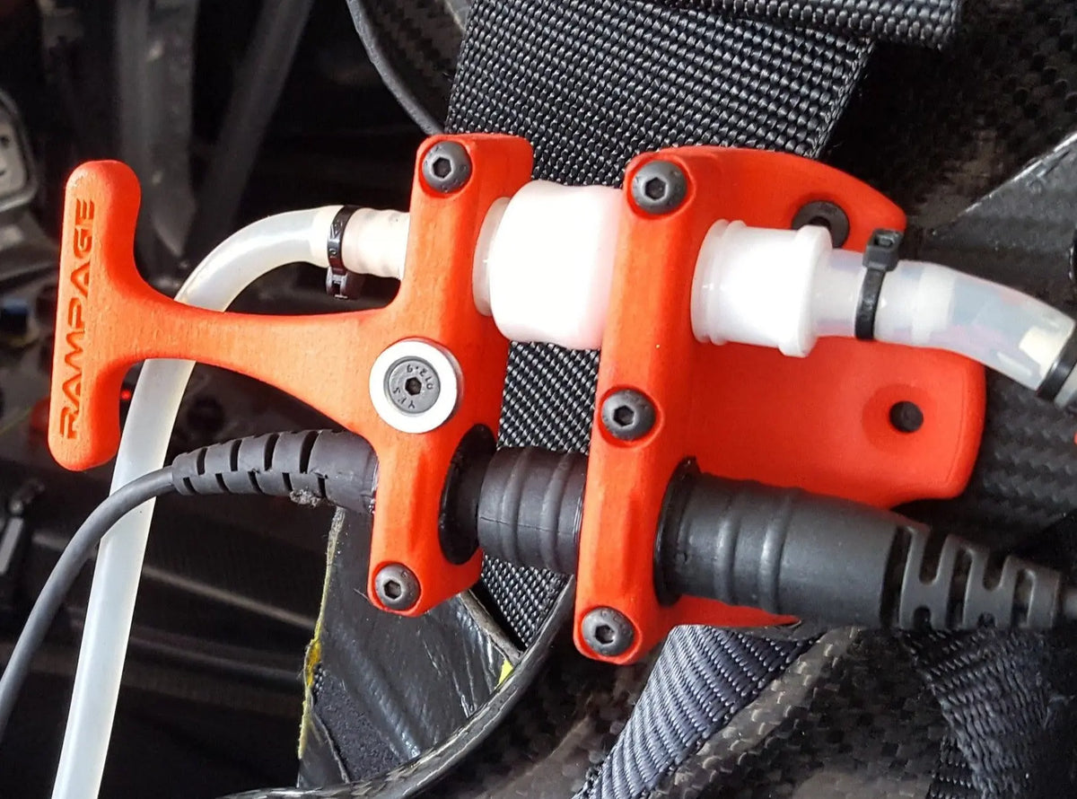 RamConnect drink radio quick connection kit for faster pit stops , connected in a race car ready for use
