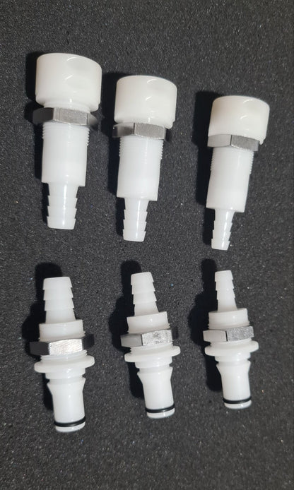 Quick connection, race car connections, dry break fittings