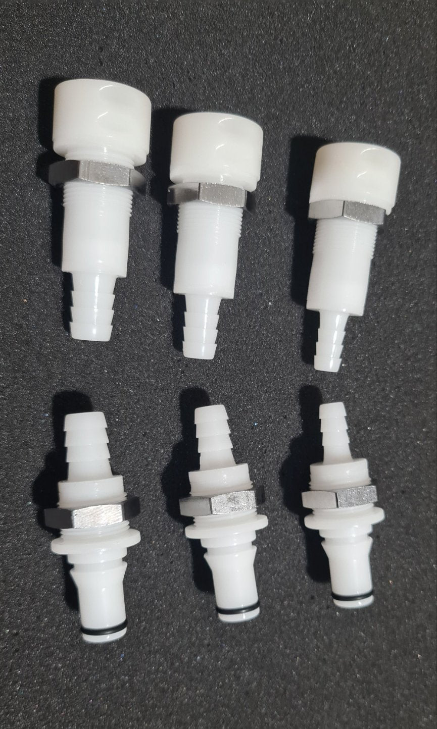 Quick connection, race car connections, dry break fittings