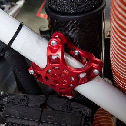 Adjustable Mount. Aluminium , red anodised, 2 piece roll bar mount for drink system